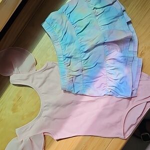 Pink Flutter Sleeve Bodysuit & Cartwheel Skort